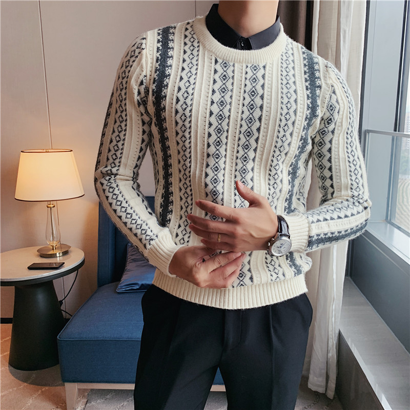 2021 브랜드 의류 남자 따뜻한 겨울 가짜 두 니트 스웨터/남성 슬림 맞는 비즈니스 캐주얼 세트 머리 스웨터 플러스 크기 4XL 유지